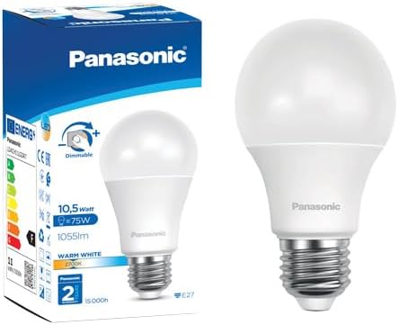 PANASONIC E27 LED DİMLi LAMBA, SARI IŞIK 10.5W 1055LM 2700K [Enerji Sınıfı F]