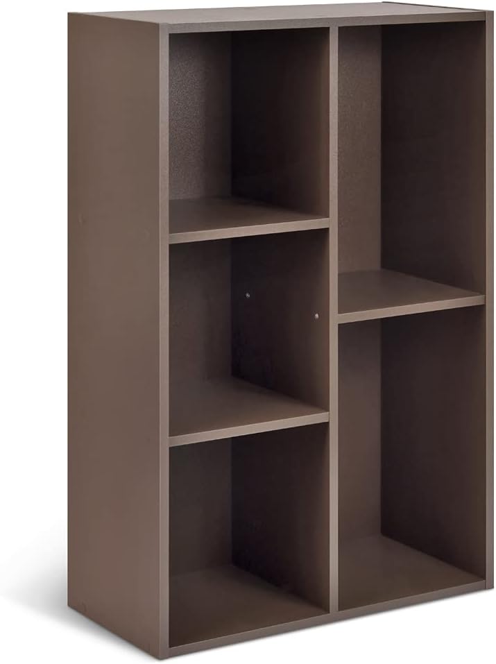 Amazon Basics 5-Cube Organizer Bookcase, Brown, 23.5 cm D x 49.5 cm W x 80 cm H