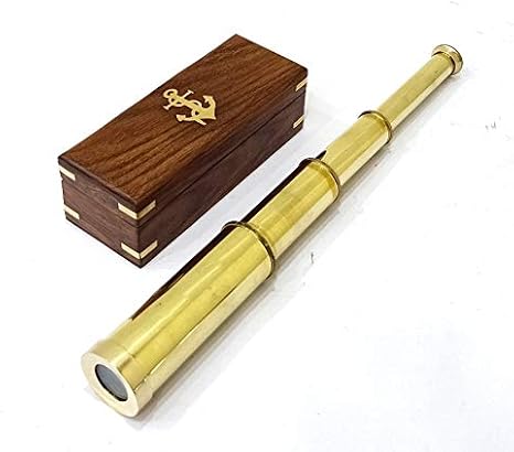 Nautical Brass Spyglass Telescope with Rosewood Box 15" Brass Telescope Rustic Vintage Home Decor Gifts