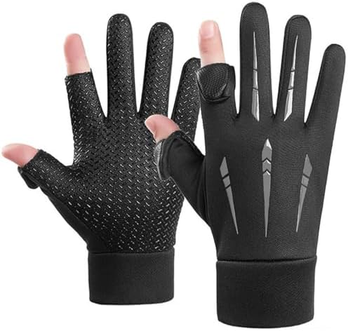 Qisan Adjustable Thermal Winter Gloves for Men | Fingerless Touch Screen Lightweight Anti-Slip Breathable Mens Winter Glove