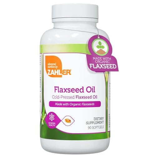 Zahler Organic Flaxseed Oil - 1000mg Softgels - Organic Omega 3 ALA Supplement - Kosher Non-GMO Gluten Free Vegetarian-Friendly Flaxseed 90 Count