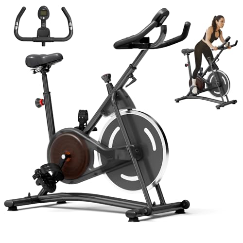 Hillhub Exercise Bike, Stationary Bikes for Home with Grip Pulse Sensor and Stepless Resistance Adjustment, Compact Indoor Cycling Bike with Tablet Mount, Compatible with APP Sync