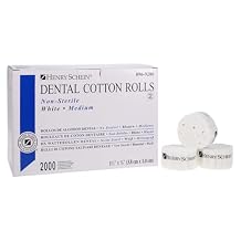 Henry Schein Size 2 Medium Premium Cotton Rolls 1.5 Length, 0.375 Diameter, 2000/Box Non-Sterile, White, Latex-Free Ideal for Dental and Medical Use