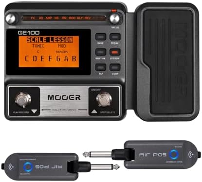 MOOER GE100 Guitar Multi Effects Pedal with Air P05 Guitar Wireless System