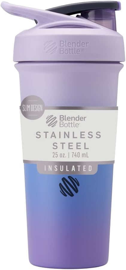 BlenderBottle Sport Sleek Stainless Steel Shaker Bottle 25oz Lavender Ombre