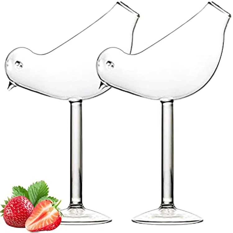 Cocktail Glasses Bird Shaped Cocktail Wine Glass 5oz150ml Set of 2 Bird glasses Drinking Unique Champagne Coupe Glass Bird Shape Martini Goblet Cups 2pcs Glassware for KTV Home Bar Club