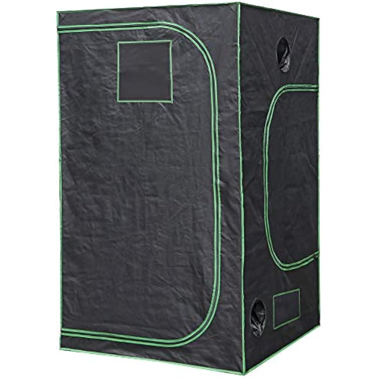 Grow Tent with Observation Window and Floor Tray, Mylar Membrane Hydroponics Reflective Opaque Lightproof Home Grow Room, Plant Growing, Black, 48 x 48 x 80