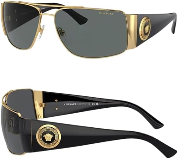 VERSACE VE2163 Rectangle Shape Metal POLARIZED Sunglasses 63mm