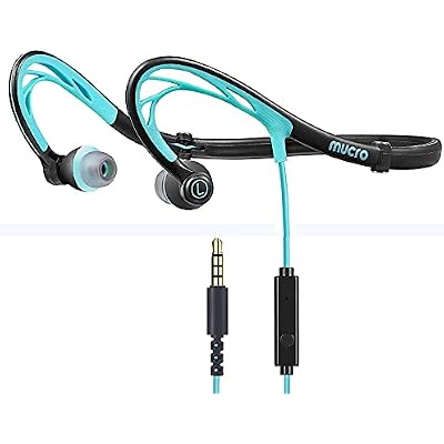 Sport Earbuds Wired Neckband Headphone Over The Ear Wrap Around Earphones Foldable Stereo Ear Buds for Night Running Gym Workout