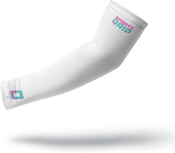 Baseball Compression Arm Sleeves, White and Black, Moisture-Wicking