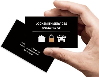 Custom Repair Installation Unlocking Locksmith Services Business Cards Template 4 - Double-Sided Printable Thick Waterproof Paper - 100 Sheets - 3.5 x 2 inches