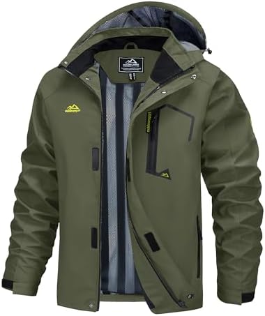 MAGCOMSEN Mens Lightweight Windbreaker Rain Jacket Raincoat with Detachable Hood for Hiking Fishing Activewear