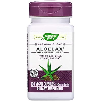 Natures Way AloeLax, 340 milligrams, 100 Vegatarian Capsules. Pack of 1