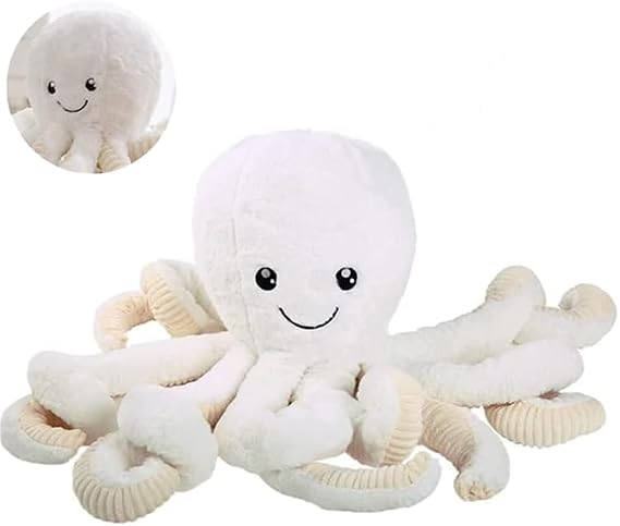 JOSON Cute Octopus Plush Toys, Soft Octopus Stuffed Animals, Girls and Boys Adult Birthday (16 Inch, White)