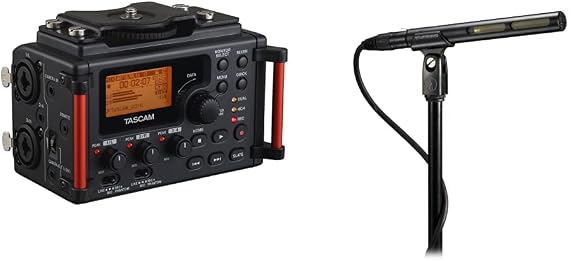 TASCAM 4-Channel Portable Audio Recorder for DSLR Filmmakers, Black (DR-60DmkII) & Audio-Technica AT875R Line/Gradient Shotgun Condenser Microphone