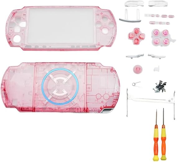Narwhalss Replacement Shell Set for PSP3000 Modified DIY Changing Case Front Cover Intermediate Frame Back Cover Button Complete Screw Set Precision Screwdriver Compatible PSP 3000 3001 3002 3003 3004