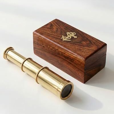 Antique Decor Spyglass, Pirate Telescope with Leather Case, Handheld Telescope for Adventure Enthusiasts, Monocular Nautical Decor for Gifting, Travellers, 6