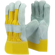 L&M Leather Work Welding Gloves Fire Heat Resistant Cowhide Cotton Lined,Mig,Tig,Stick Forge,BBQ Grill,Fireplace 11 Inch