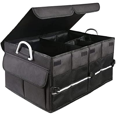 Trunk Organizer Compartment Car Organizer, Non Slip Bottom, Adjustable Securing Straps, Foldable Cover