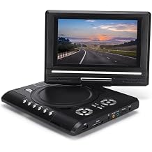 Portable HD DVD Player withScreen, Dual Stereo Speakers, Analog TV, USB Port, Card Reader, Long Battery Life, 270 Rotation, Multi Function for Home, Office, Car