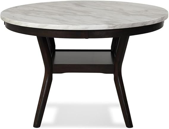 New Classic Furniture Celeste Faux Marble Round Dining Table, 48-Inch, Espresso