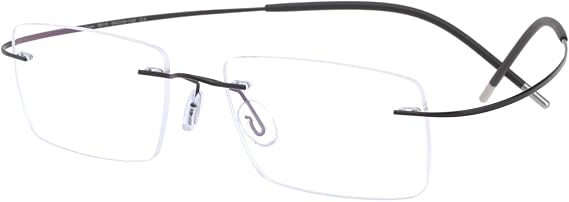 HELES Men's Pure Titanium Rimless Rectangular Glasses Frame, Ultra Light Optical Eyeglasses Frames