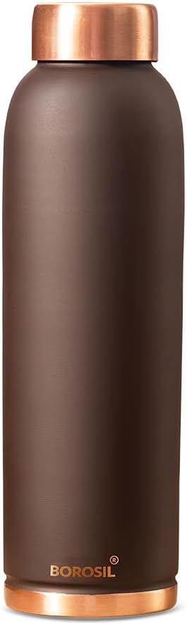 Borosil 1 Litre Brown Copper Bottle, BPA Free & Leakproof, For Home, School, Office & Travel