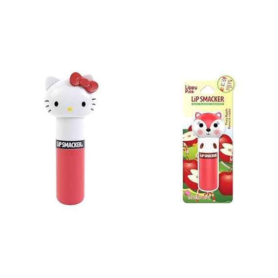 Lip Smacker Hello Kitty Cheerful Cherry & Fox Foxy Apple Lippy Pal Lip Balms - Moisturizing & Smoothing Flavored Balms