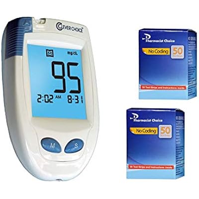 HD Blood Glucose Meter with Pharmacist Choice 100 Test Strips for Glucose Monitor
