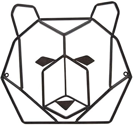 Everydecor Rustic Geometric Bear Head Metal Wall Art Decor for Home Office Kitchen Living Room Bedroom Farmhouse Indoor Outdoor Bear Sign Decoration