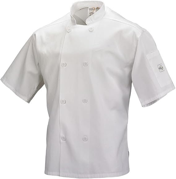 Mercer Culinary Millennia Air Short Sleeve Men's Cook Jack with Full Mesh Back, Large, Black