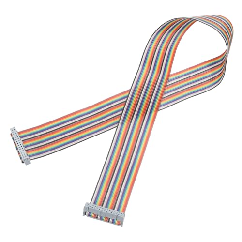 MECCANIXITY IDC Rainbow Wire Flat Ribbon Cable 2.54mm Pitch 30 Pin Connection Line FC Dual Female Gray Connector for DIY Experiment 2 Ft Length 1 Pcs