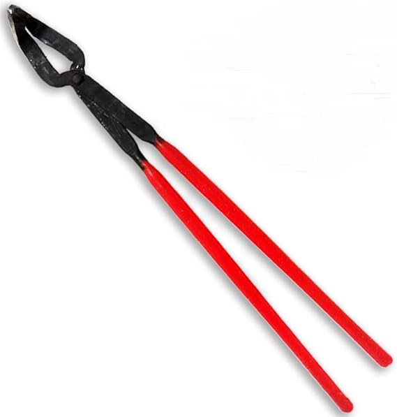 14" Crucible Tongs With Curved Tips | Rubberized Non-Slip Handles | Heat Resistant | Great For Metal Casting, Jewelry Making, Chemistry Lab Environments
