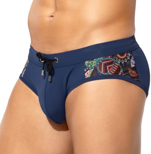 Arjen Kroos Mens Swimsuit Printed Swim Briefs Pattern Bikini Swimwear with Drawstrings and Lined Pouch