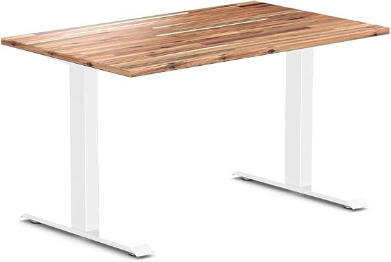Desky Zero Hardwood Office Desk Acacia 48" White