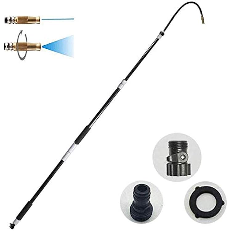 Gutter Cleaning Tool - Roof Retractable Gutter Cleaner, Telescoping Pole, Best Garden Hose Flexible Wand for Window Cleaning Washer Extendable House Clean Kit