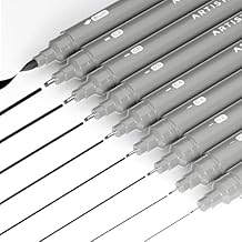 ARTISTRO Set of 9 Fineliner Pens - Black Micro Pens with Ultra Fine Tips for Drawing, Sketching, Writing, Journaling and Technical Illustration - Waterproof Archival Ink
