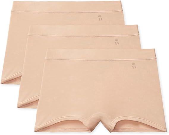 Tommy John Women's Underwear, Boyshort Lace Panties, Smooth Second Skin Fabric Underwear, Sporty Boxer Briefs for Women, Full Coverage, Seamless Panties, Maple Sugar, Medium, 3 Pack