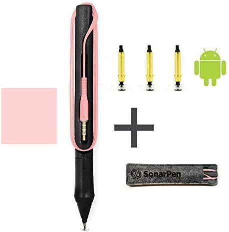 SonarPen - Pressure Sensitive Smart Stylus Pen Bundle w Replacement Nibset Optimized 4 Android Pocket Carrier. Compatible w/Apple iPad/iPhone/Android/Switch/Chromebook Dirty Pink