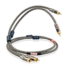 Audiophile HiFi 6.56ft Audio RCA Cables - 2RCA Male to Male,15 AWG,4N OFC Core,24K Gold-Plated Plugs,with Nylon Braid,Subwoofer Cable,Compatible with Amplifier,CD Player,Turntable(6.56ft/2m)