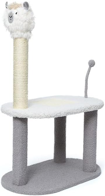 Cat Climbing Frame, Cat Tree Alpaca Shape with Funny Ball Scratching Post Climbing Frame for Small Medium Cats Gold and Grey(Gold)