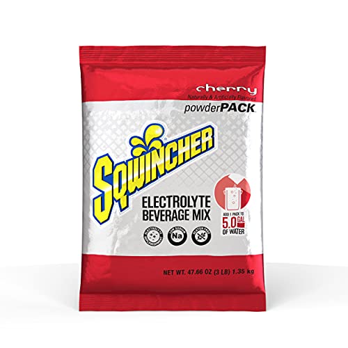 Sqwincher Powder Pack | Cherry Flavored | Low Calorie | Low Sodium | Electrolyte Replenishment Hydration Drink Mix | Just Add to 5 Gallons of Water | 47.66 oz packet pack of 16
