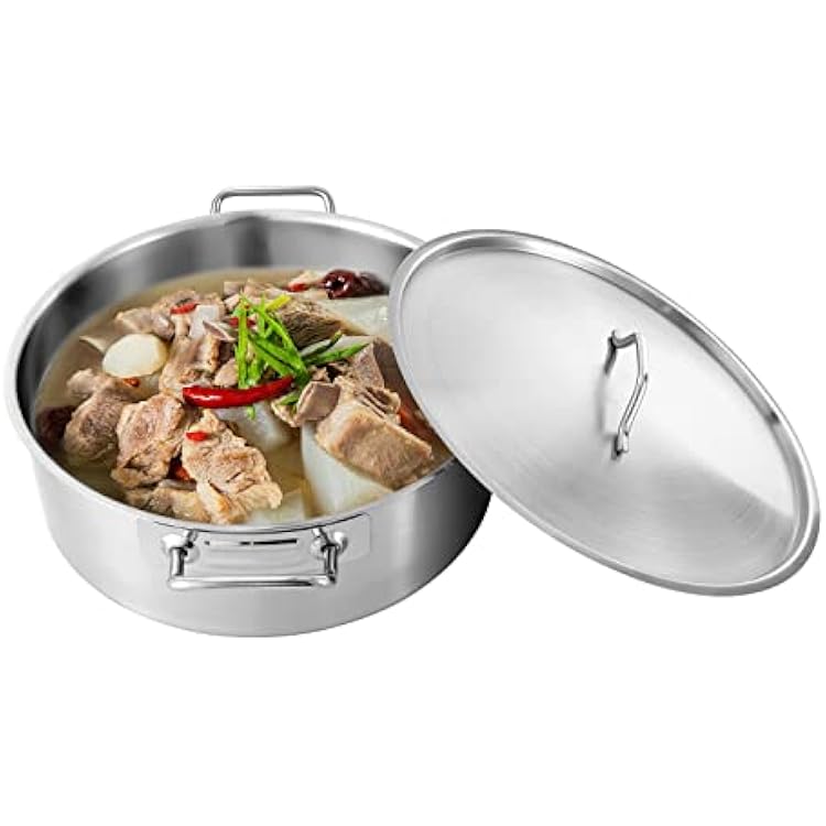 11 Quart Stainless Steel Stock Pot with Lid Thickened Cookware Soup Pot Heavy Duty Induction Large Pot Multi-functional Stockpot Stew Pot Simmering Pot Soup Pot for Home Restaurant Kitchen
