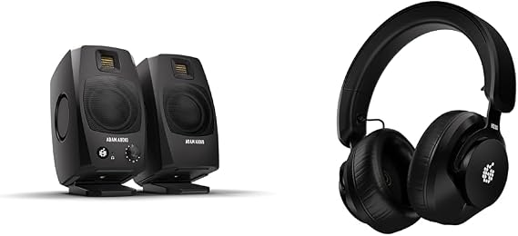 ADAM Audio D3V Active Desktop Monitoring System with USB-C Connection (Pair, Black) H200 Closed-Back Headphones