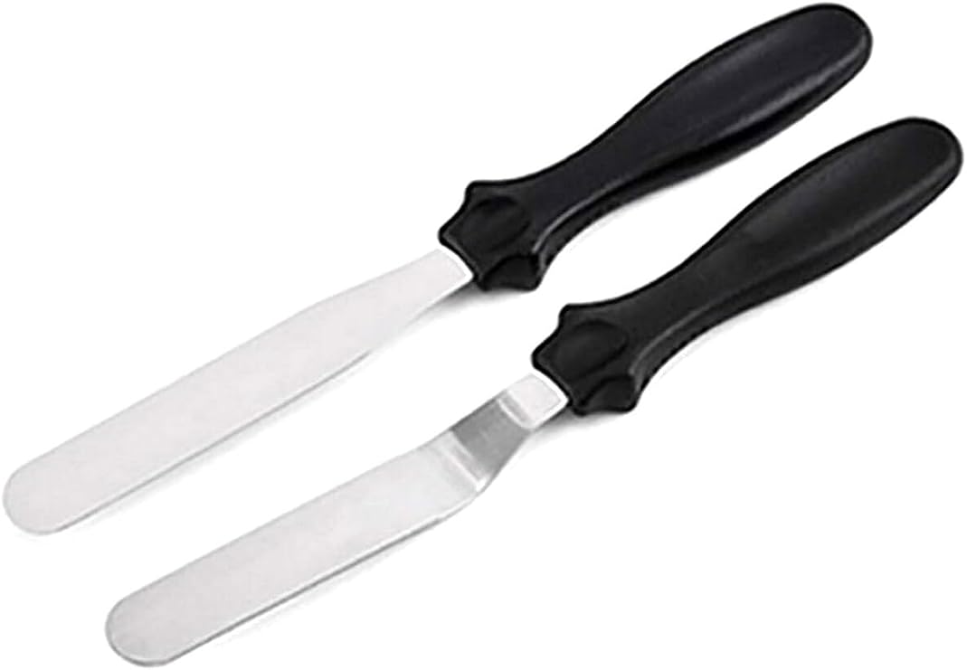 Paslanmaz Metal 2Li Pasta Sıvama Bıçağı - Spatula Seti Kek Kazıyıcı Krema Yayma, Pasta Dekorasyonu
