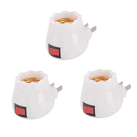 Light Socket Plug Adapter,E26/E27 Socket Extension Adapter with Switch, Convert Outlet to Light Bulb Socket (3 Pack)