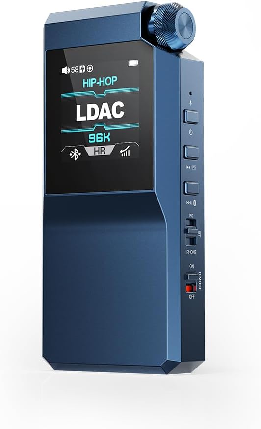 FiiO LDAC, aptX Kayıpsız ile BTR17 Bluetooth 5.4 USB DAC AMP. Çift ES9069Q, 10-Band PEQ, THX AAA 78+amper 3.5mm Dengesiz ve 4.4mm Dengeli (Mavi)