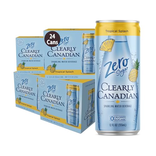 Clearly Canadian Tropical Splash Cans Sparkling Water, 24-Pack Regular & Zero Assorted Flavors & Variety Packs Refreshingly Pure and Naturally Flavored Carbonated Drink