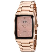 Gianello Mens Genuine Diamond Dial Tank Case Stainless Steel Link Watch Model GNL7761 Carat Size 110