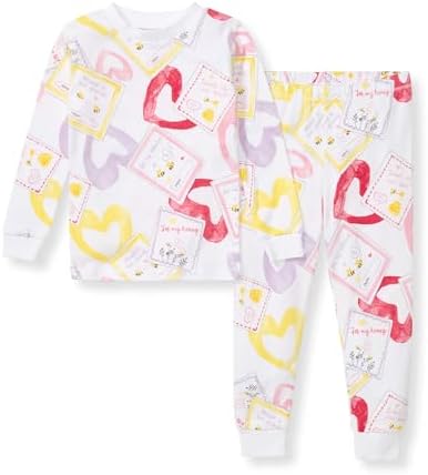 Burts Bees Baby Girls Pajamas, 2-Piece Long Sleeve Tee and Pants Organic Cotton PJ Set